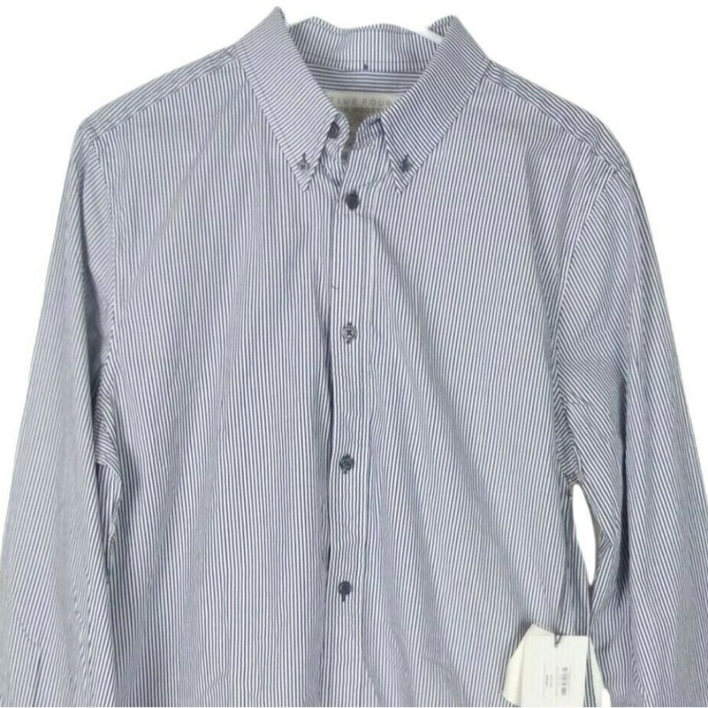 Nick Wooster Stripe Shirt Mens M Navy Blue Button Down Preppy Classic NEW